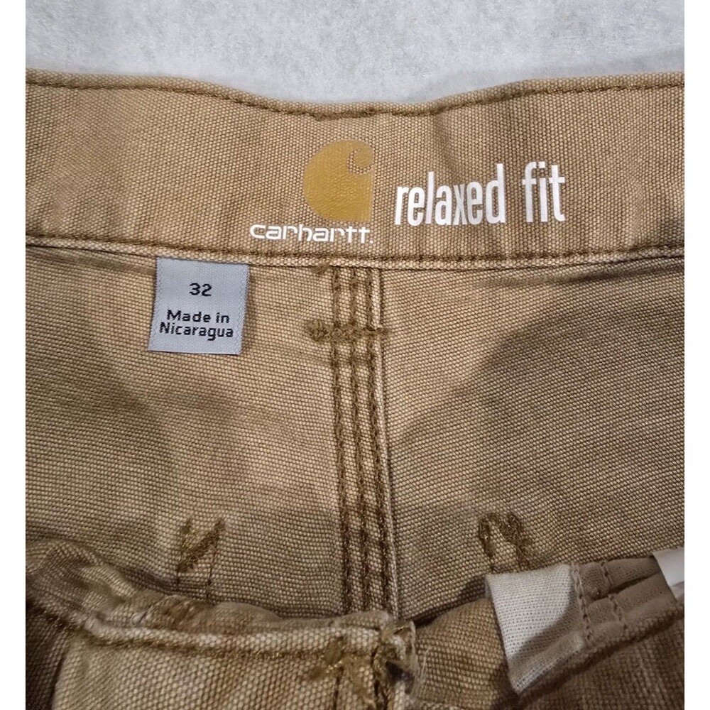 Carhartt Shorts Mens 32 Relaxed Fit Tan Brown Canvas Work Wear Carpenter - Picture 2 of 7